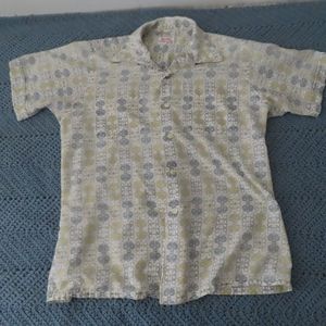 60's Capper & Capper by Hathaway print button up shirt S/S rare M loop collar